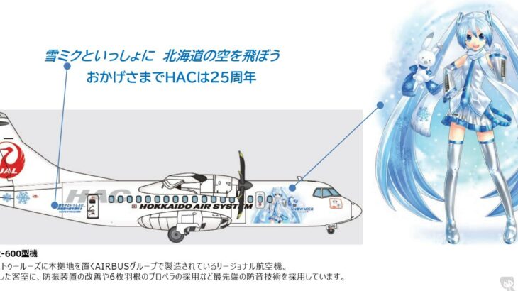 ”雪ミク”仕様の飛行機が北海道の空を飛ぶ！北海道エアシステム25周年コラボ
