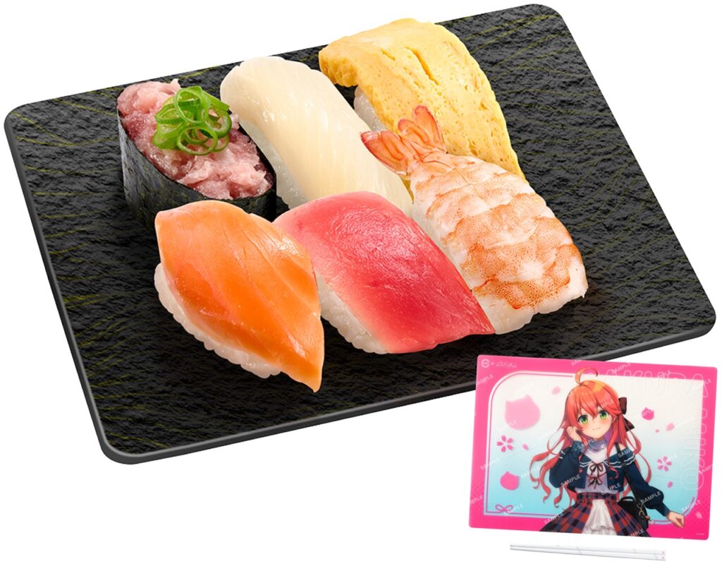 スシロー、VTuber「さくらみこ」単独での初コラボ　カルビ、大えびなど寿司メニューを販売